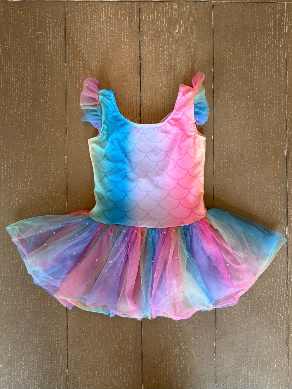 Zaclotre Girls’ Colorful Rainbow Mermaid Dance Tutu Leotard • Size 120 (3T/4T)